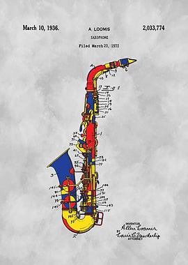 Saxophone Patent on Grey