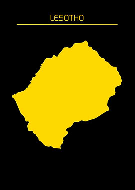 Lesotho Map Gold