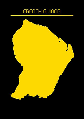 French Guiama Map Gold