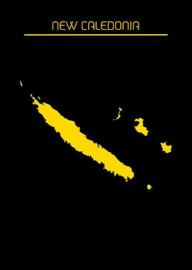 New Caledonia Map Gold