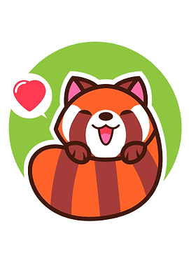 Cute red panda with love