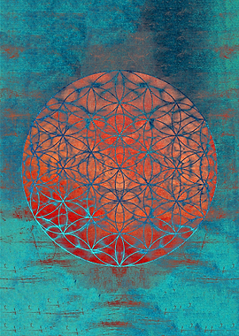 Flower Of Life acqua blue