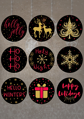 Christmas Buttons Black