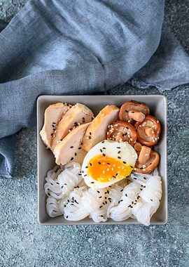 Asian food with konnyaku