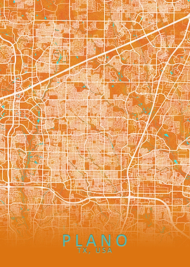 Plano TX USA City Map Gold