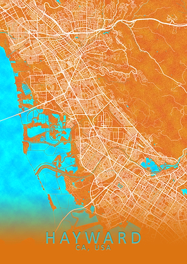 Hayward CA USA City Map