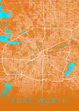 Fort Worth TX USA City Map