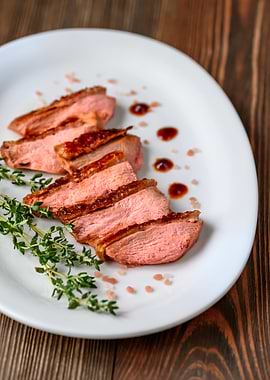 Slices of duck breast