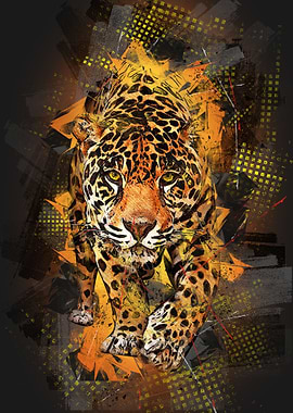 Abstract Gold Leopard