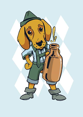 Drinking dachshund dog