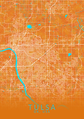 Tulsa OK USA City Map Gold