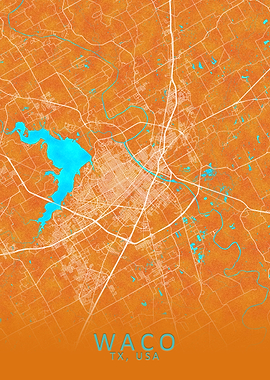 Waco TX USA City Map Gold