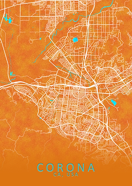 Corona CA USA City Map