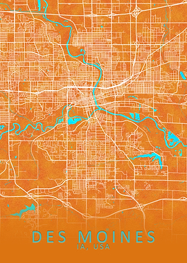 Des Moines IA USA City Map