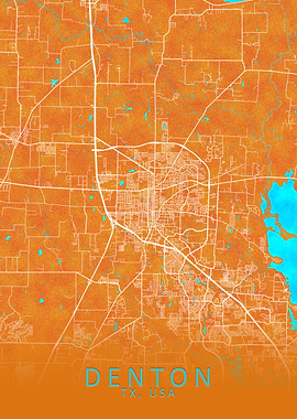 Denton TX USA City Map