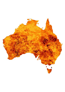 Australia Map With Flames