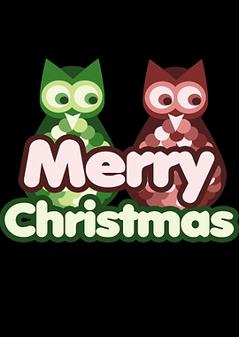 Merry Christmas cute owls