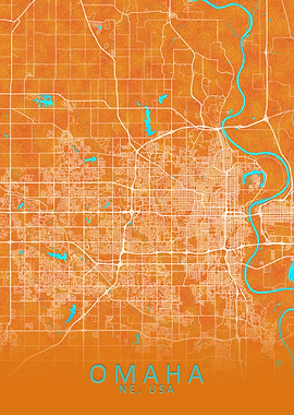 Omaha NE USA City Map Gold