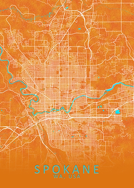 Spokane WA USA City Map