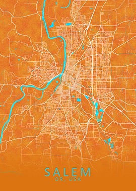 Salem OR USA City Map Gold