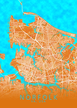 Norfolk VA USA City Map