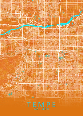 Tempe AZ USA City Map Gold