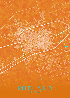 Midland TX USA City Map