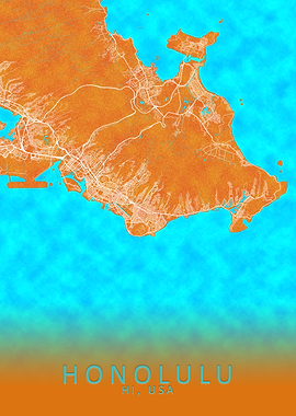 Honolulu HI USA City Map