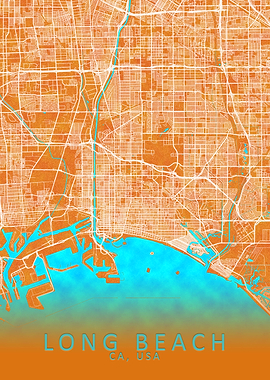 Long Beach CA USA City Map