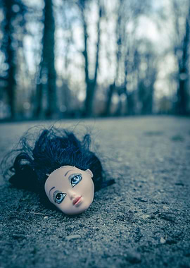 abandoned dark doll head