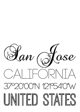 San Jose CA On White