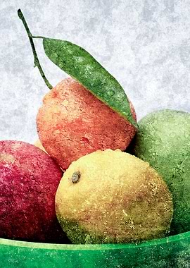 Fruits In A Green Bowl