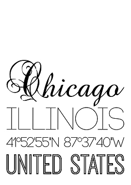 Chicago Illinois On White