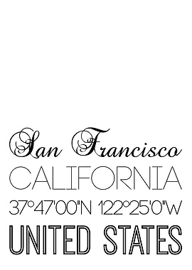 San Francisco CA On White