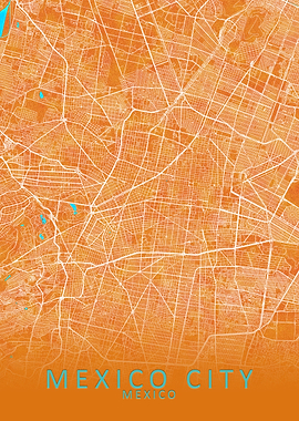 Mexico City City Map Gold