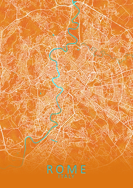 Rome Italy City Map Gold