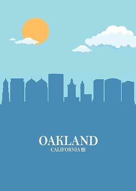 oakland City Skyline blue