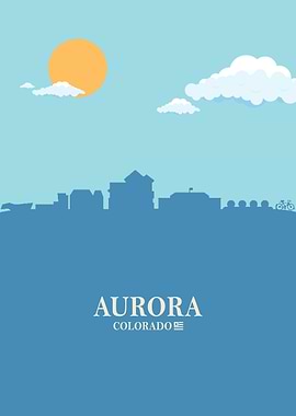 aurora city Skyline blue