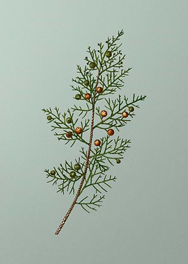 Botanical Drawing on Green