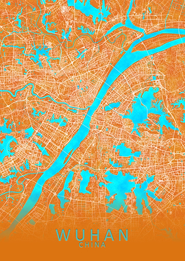Wuhan China City Map Gold