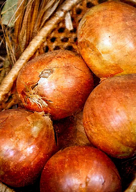 Onions In A Wicker Basket