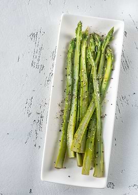 Bunch of cooked asparagus