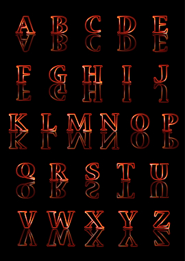 Gold Reflected Alphabet