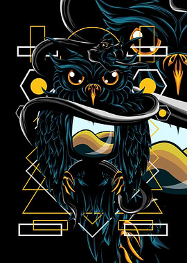 Big Eye Owl Sacred Geometr