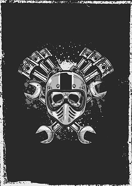 Grunge Retro Biker Skull