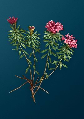 Vintage Flowers on Teal