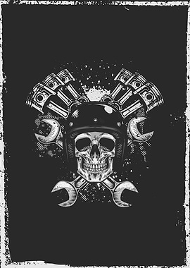 Grunge Retro Biker Skull