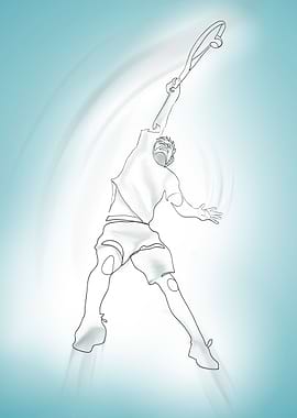 Tennis player line art