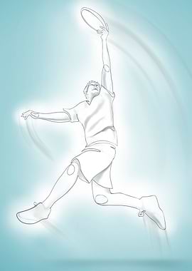 line art man jump frisbee