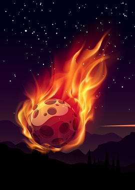 meteor on fire